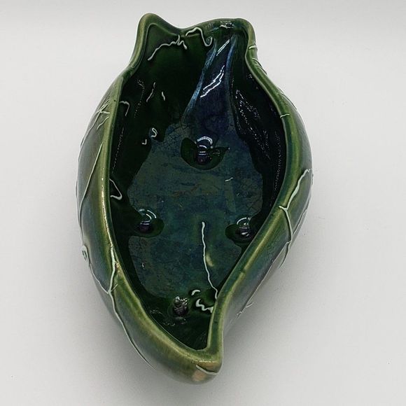 Vintage MCM Beauceware Canada Ceramic Spatter or Drip Glaze Console Bowl Planter - Picture 12 of 17